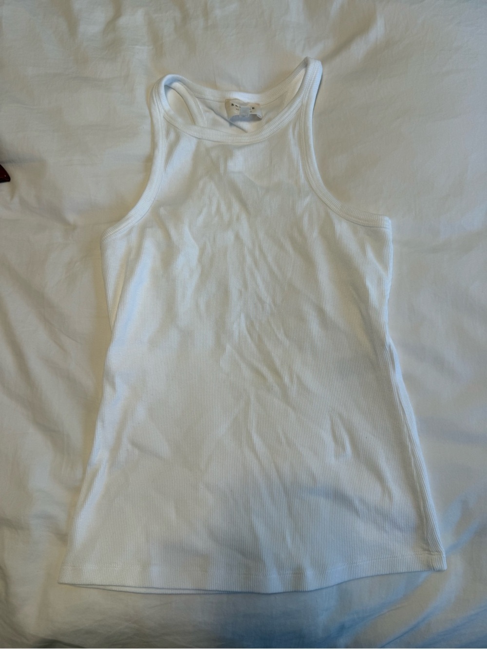 Womens White Sézane Ribbed Tank Top size Medium